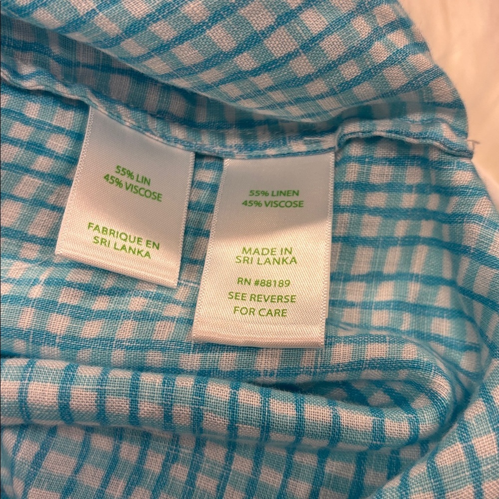 NWOT Lilly Pulitzer Sea View linen gingham blouse Shirt Small - Picture 4 of 4